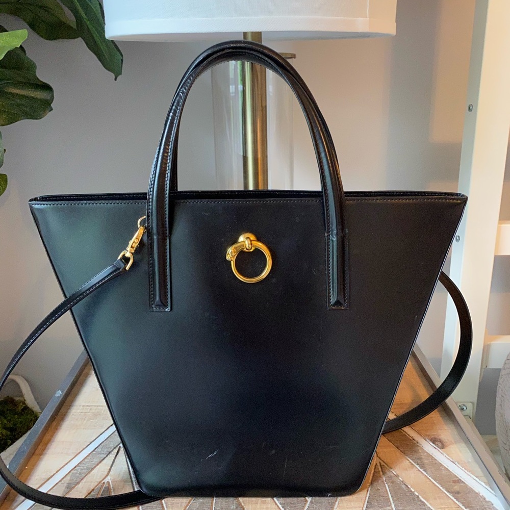 CARTIER VINTAGE BLACK STRUCTURED BAG * HOST PICK
